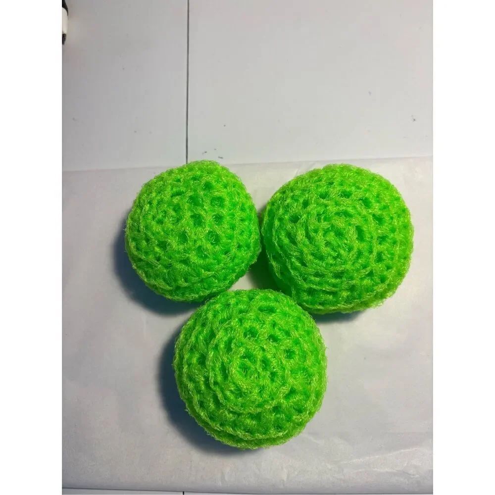3 Handmade crocheted dish scrubbies made with premium nylon netting (lime green)